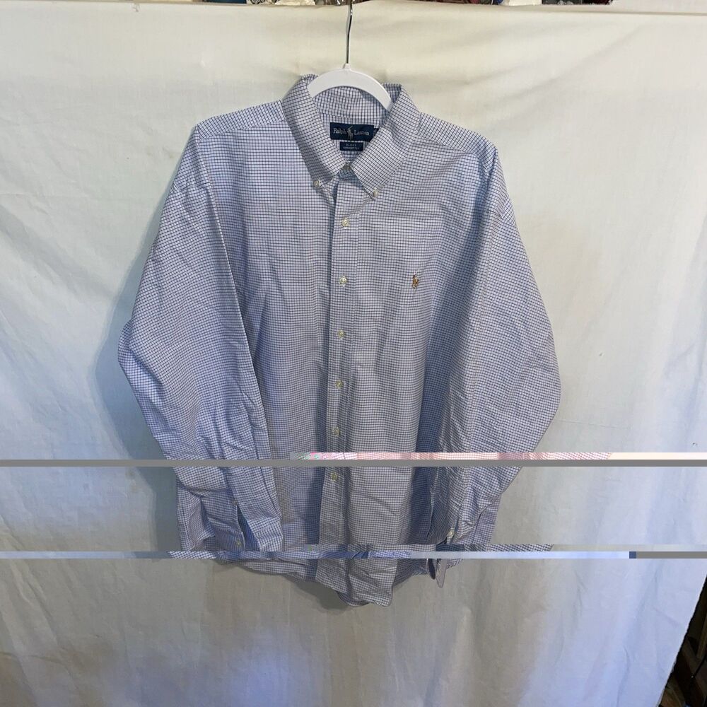Polo Ralph Lauren Flesh Pony Men’s Dress Shirt Size XL Blue Striped Business